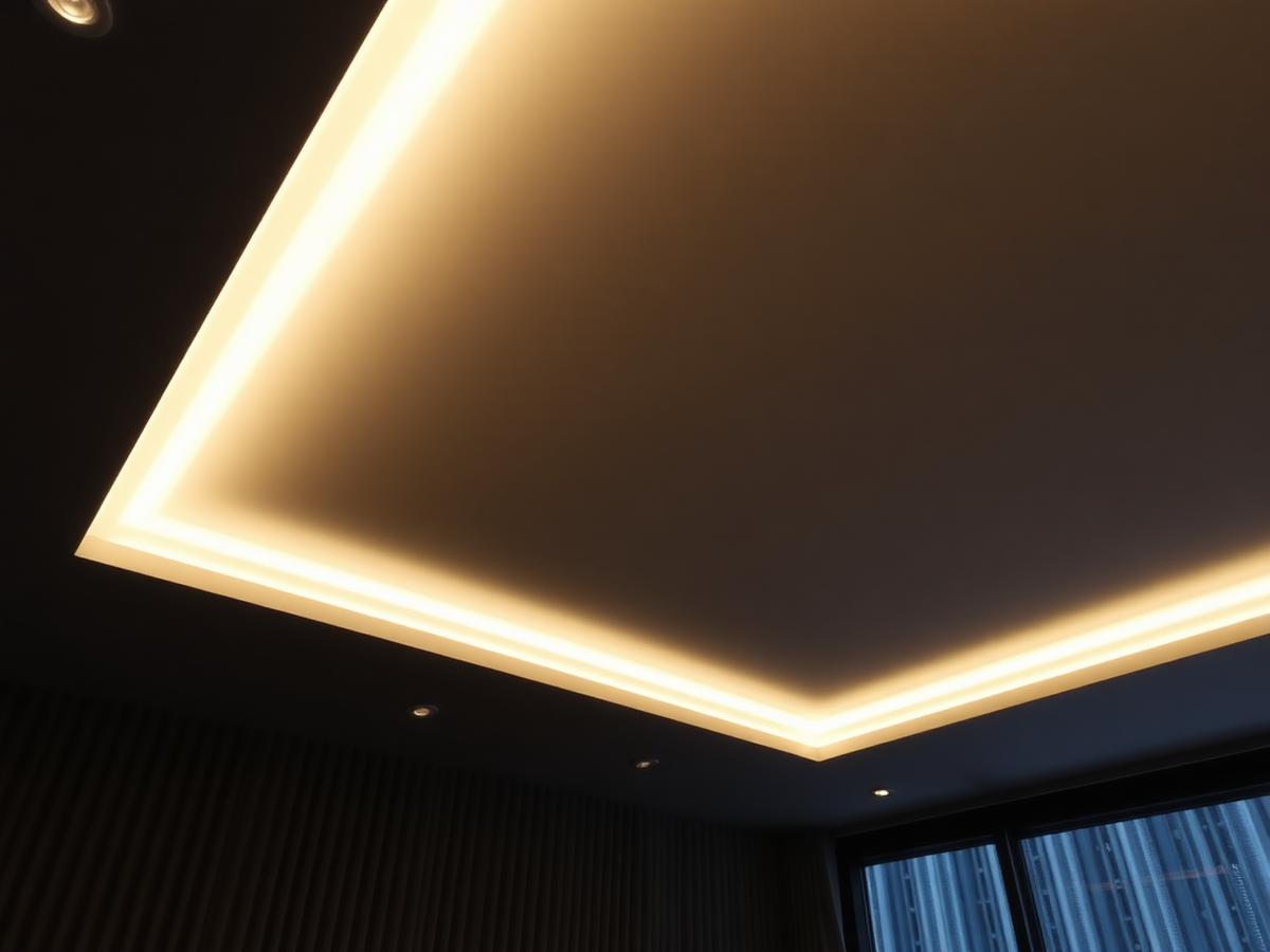 Įtempiamos lubos su LED